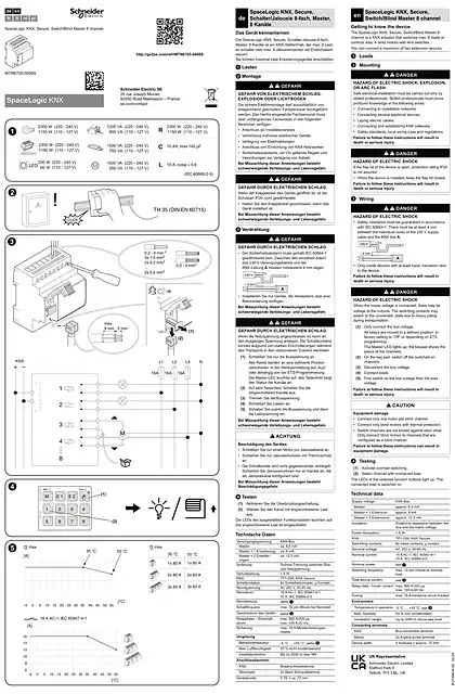 schneider施耐德SpaceLogic KNX_ Secure_ 交换机_ 仪表主 模块-MTN6705-0008S-安装和连接 (ZH)
